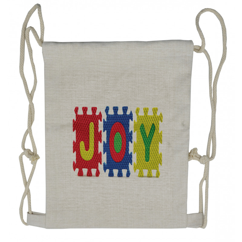 Joy Lettering Pieces Drawstring Backpack