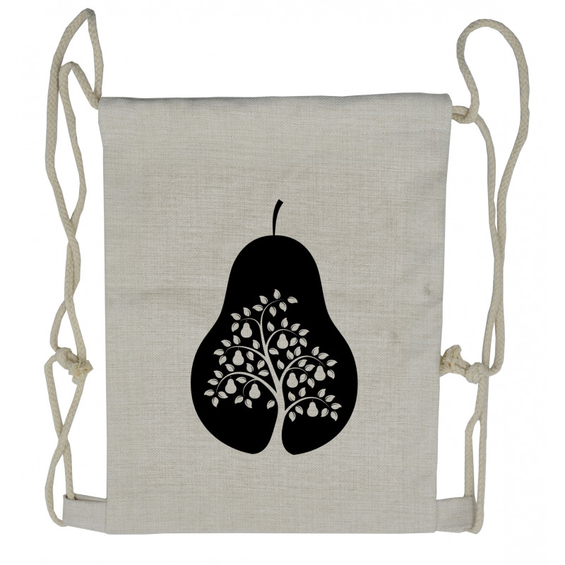 Monochrome Tree in a Fruit Drawstring Backpack