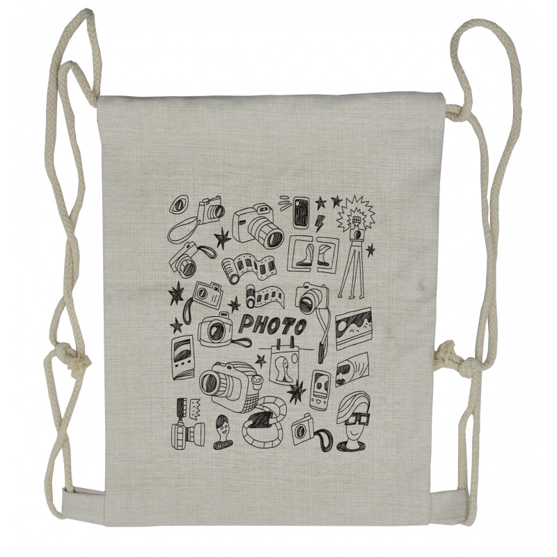 Doodle Camera Film Poeple Drawstring Backpack