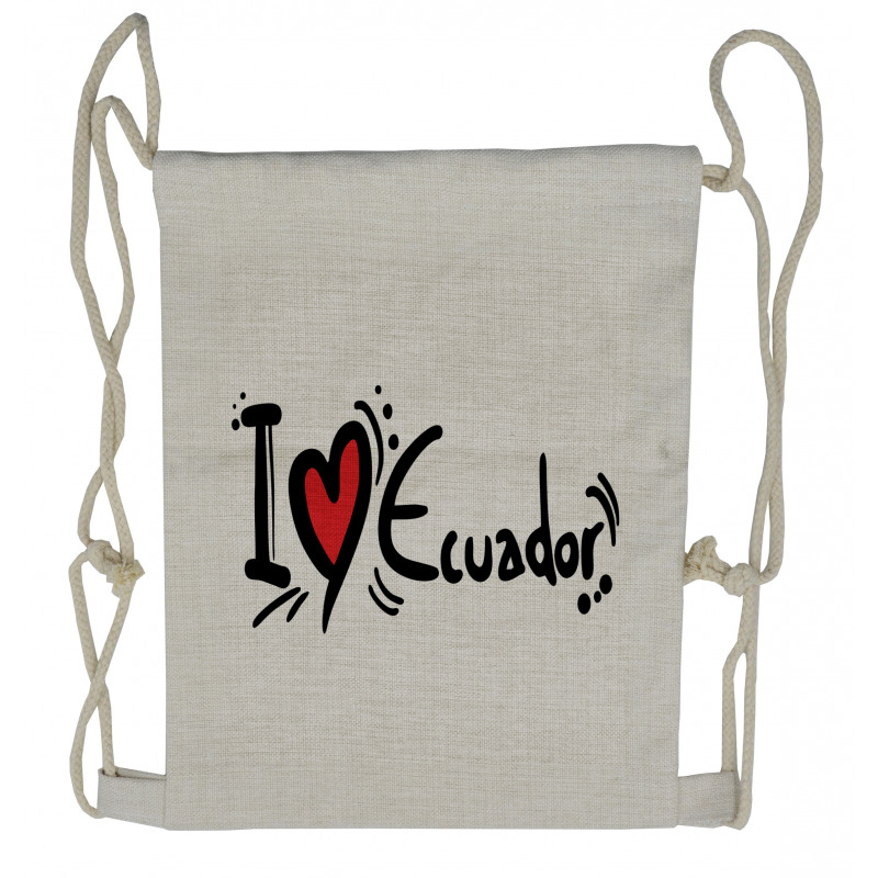 I Heart Ecuador Typography Drawstring Backpack