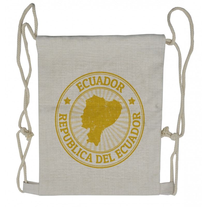 Retro Republica Del Ecuador Drawstring Backpack