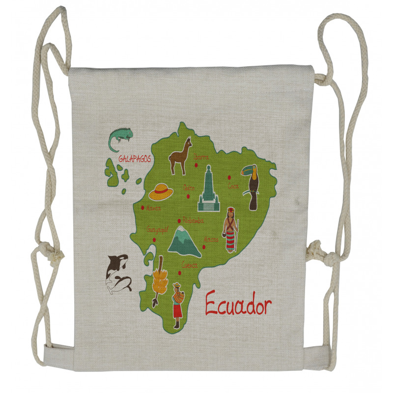 Infographic Map Landmarks Drawstring Backpack