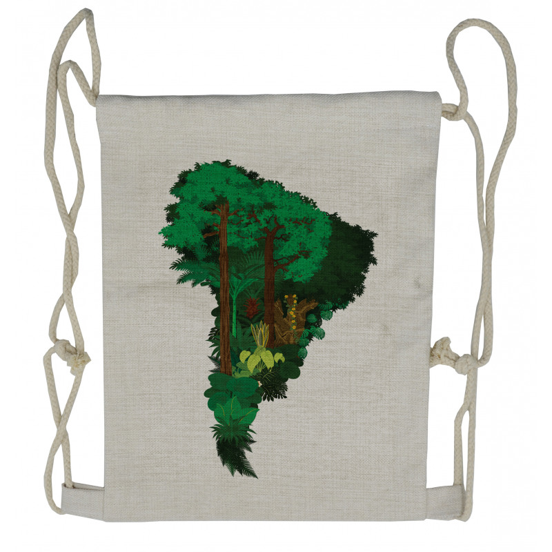 Botanic Continent Map Drawstring Backpack