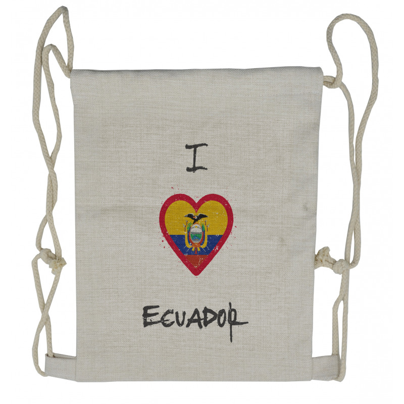 I Love Ecuador Heart Flag Drawstring Backpack