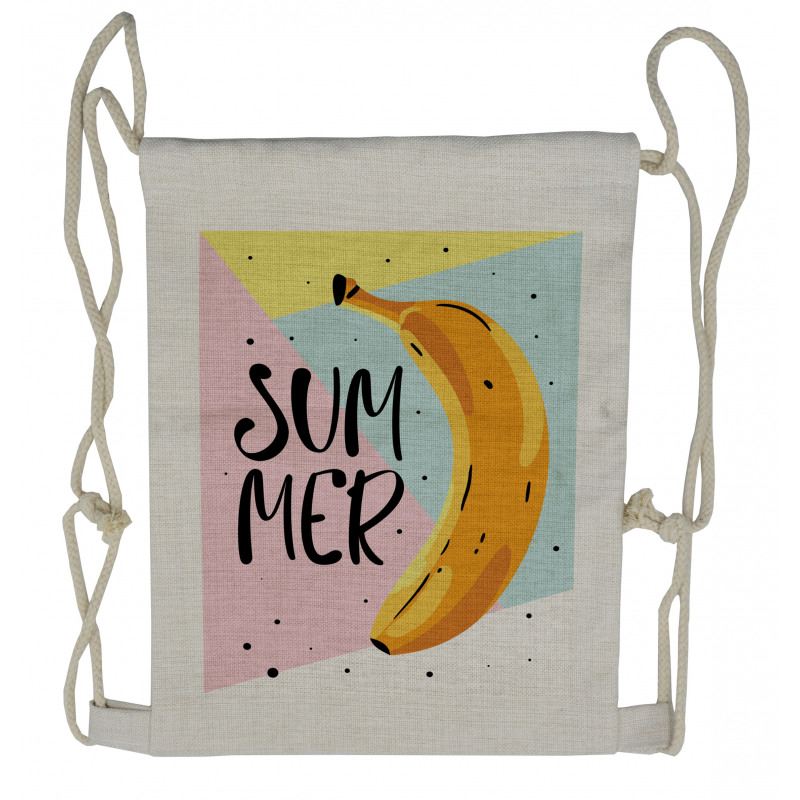 Banana on Pastel Geometric Drawstring Backpack