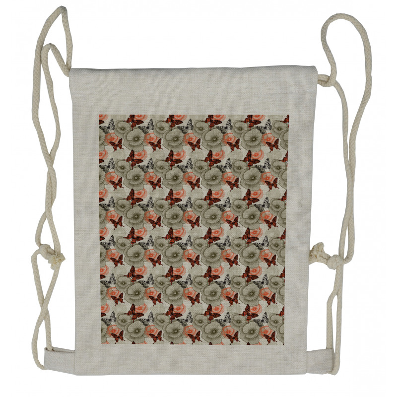Poppies and Butterflies Drawstring Backpack