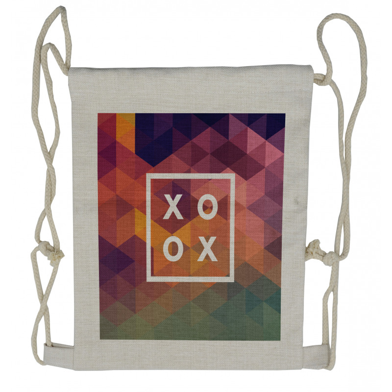 Colorful Geometric Kiss Square Drawstring Backpack