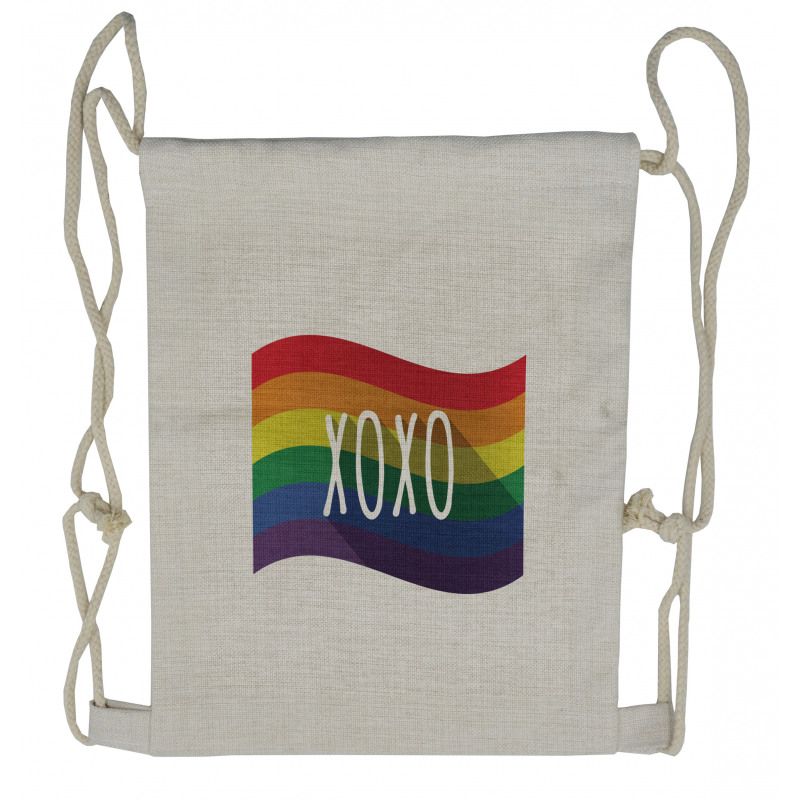 Waving Rainbow Flag Acronym Drawstring Backpack