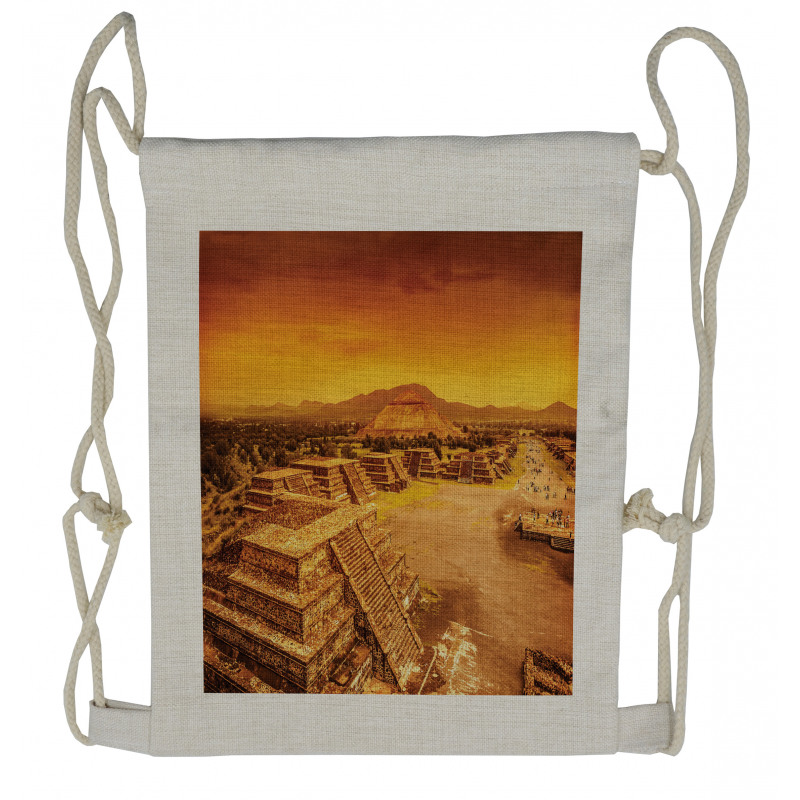 Dead Ruins of Aztec Mayan Drawstring Backpack