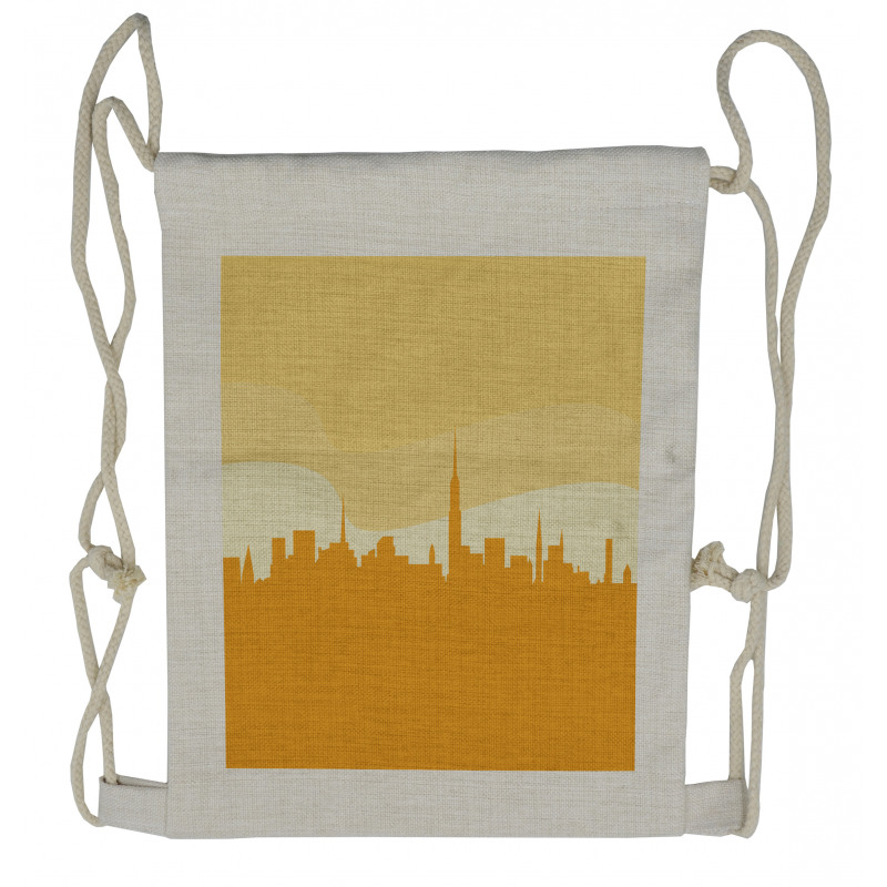 Panoramic Silhouette Cityscape Drawstring Backpack