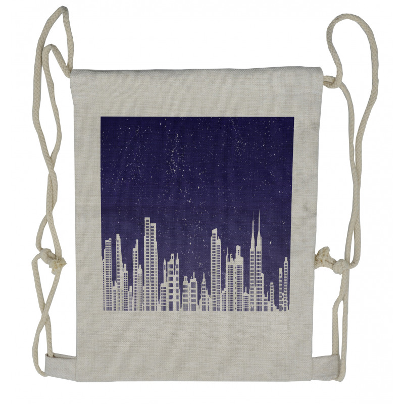 New York Skyline Starry Night Drawstring Backpack