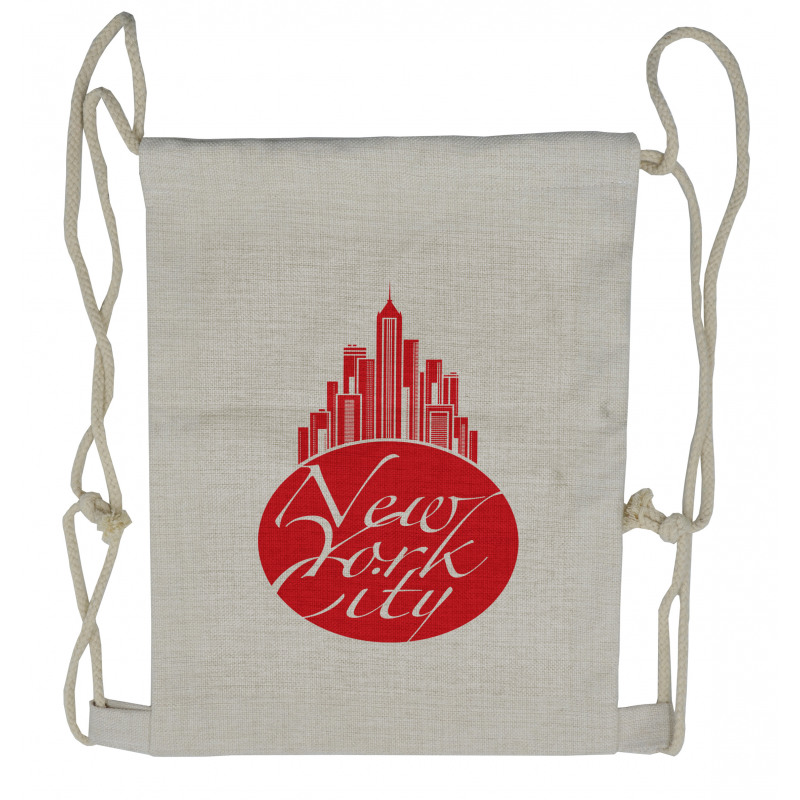 New York City Apple Emblem Look Drawstring Backpack