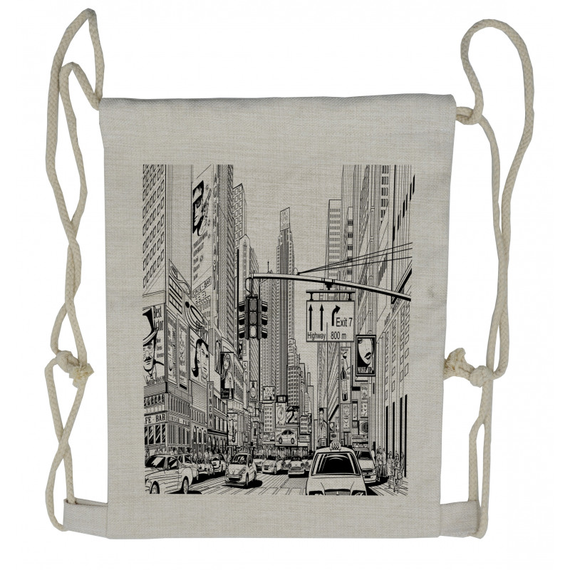 Street of New York Urban Sketch Drawstring Backpack