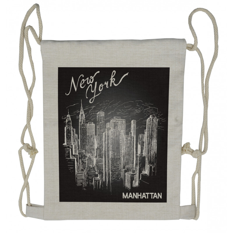 New York Manhattan Skyscrapers Drawstring Backpack