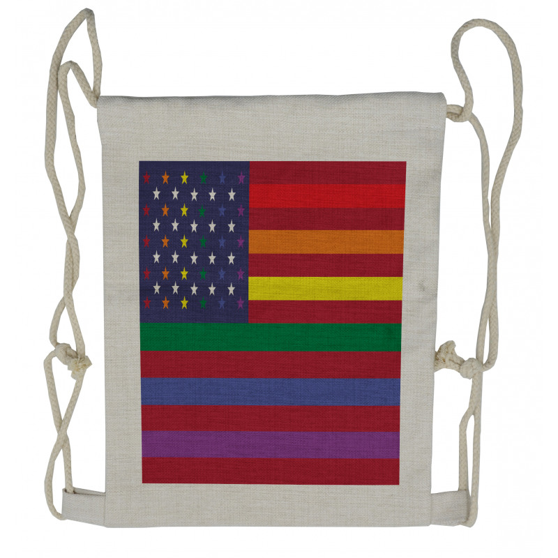 Gay Concept American Flag Drawstring Backpack