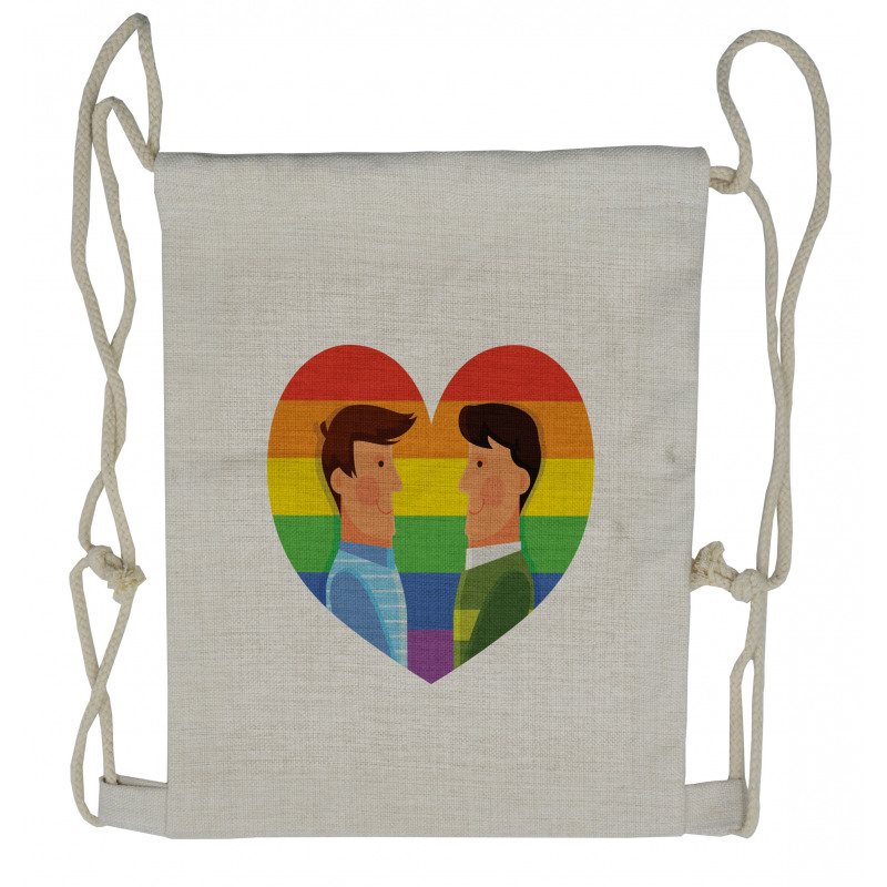 Smiling Men Gay Rainbow Flag Drawstring Backpack