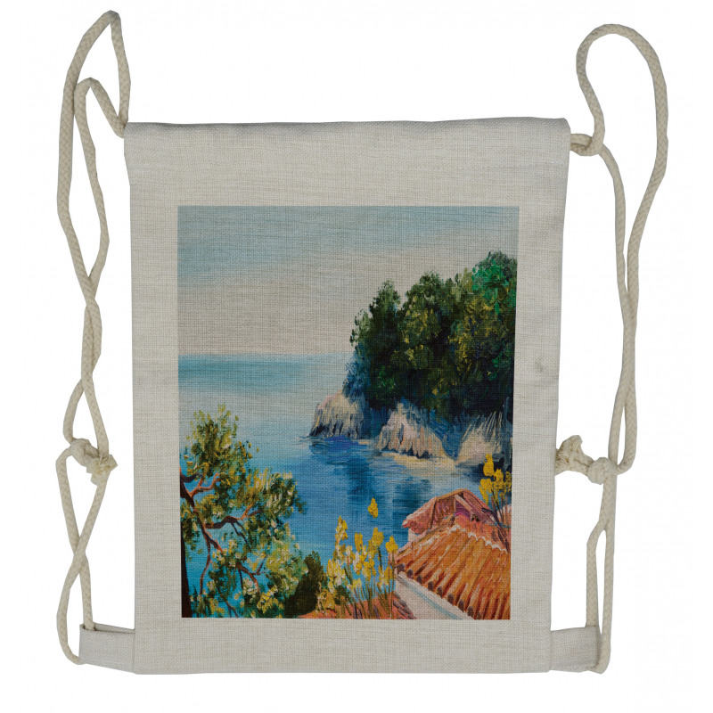 Mediterranean Scenery Drawstring Backpack