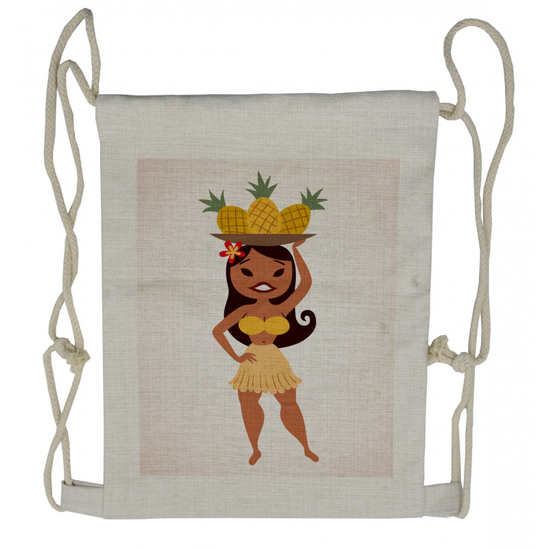 Tropical Girl Pineapples Drawstring Backpack