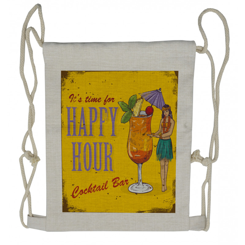 It is Time for Happy Hour Drawstring Backpack