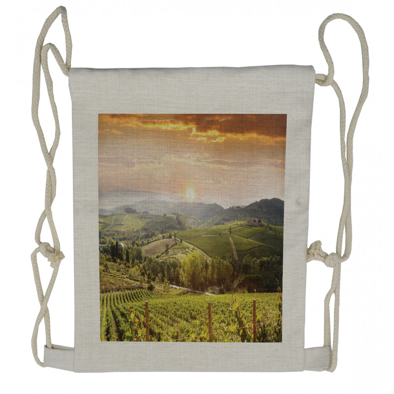 Rural Fields Rising Sun Drawstring Backpack