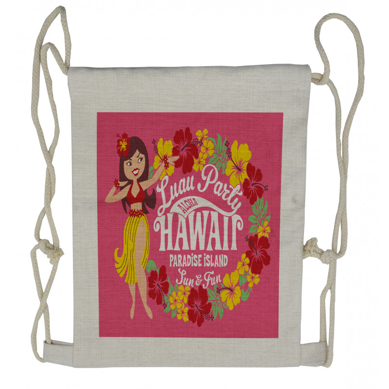 Luau Party Aloha Paradise Drawstring Backpack