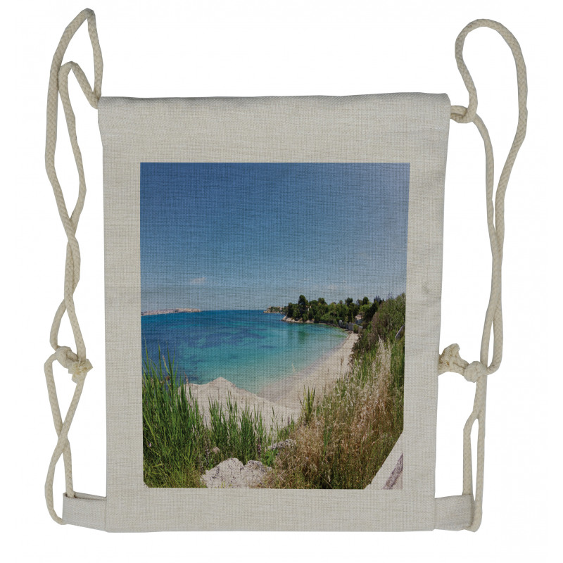 Panoramic Sandy Coastline Drawstring Backpack