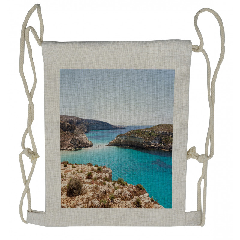 Lampedusa Island Pure Water Drawstring Backpack