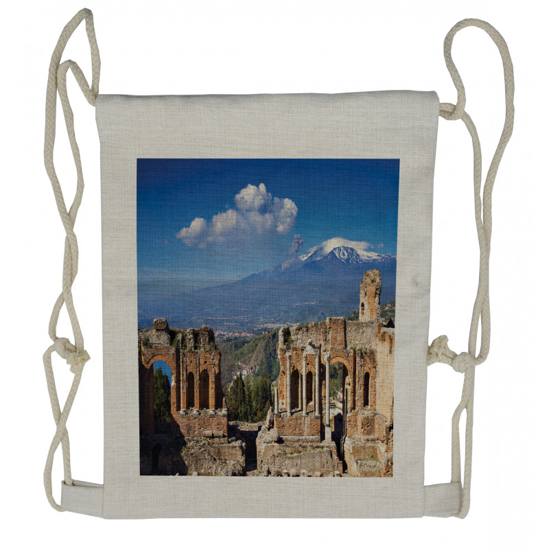 Greek Roman Ruins Landscape Drawstring Backpack