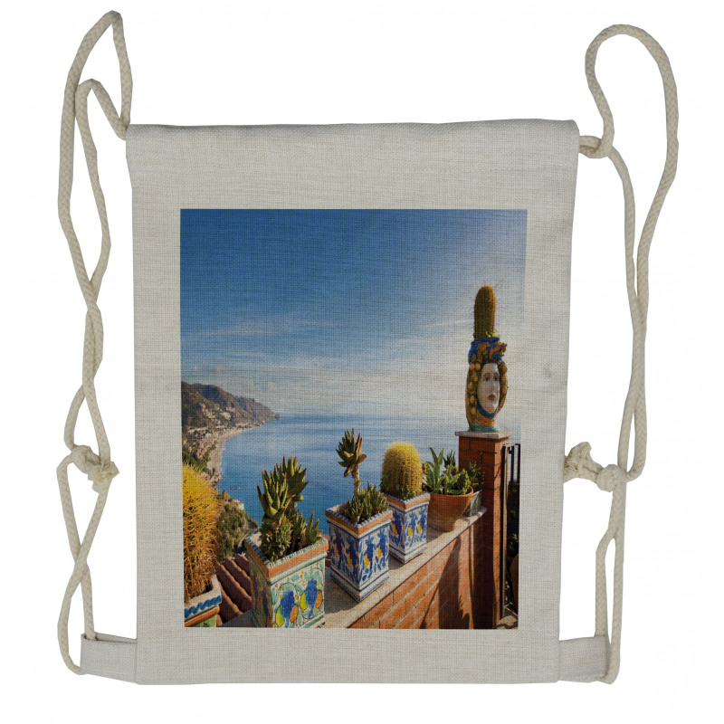 Taormina Coastline Photo Drawstring Backpack