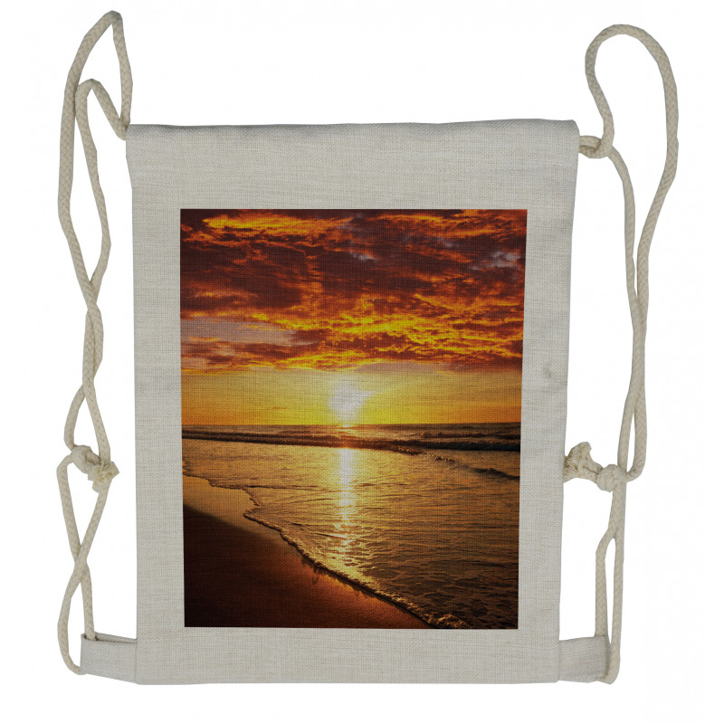 Beach Sunset Coast Drawstring Backpack