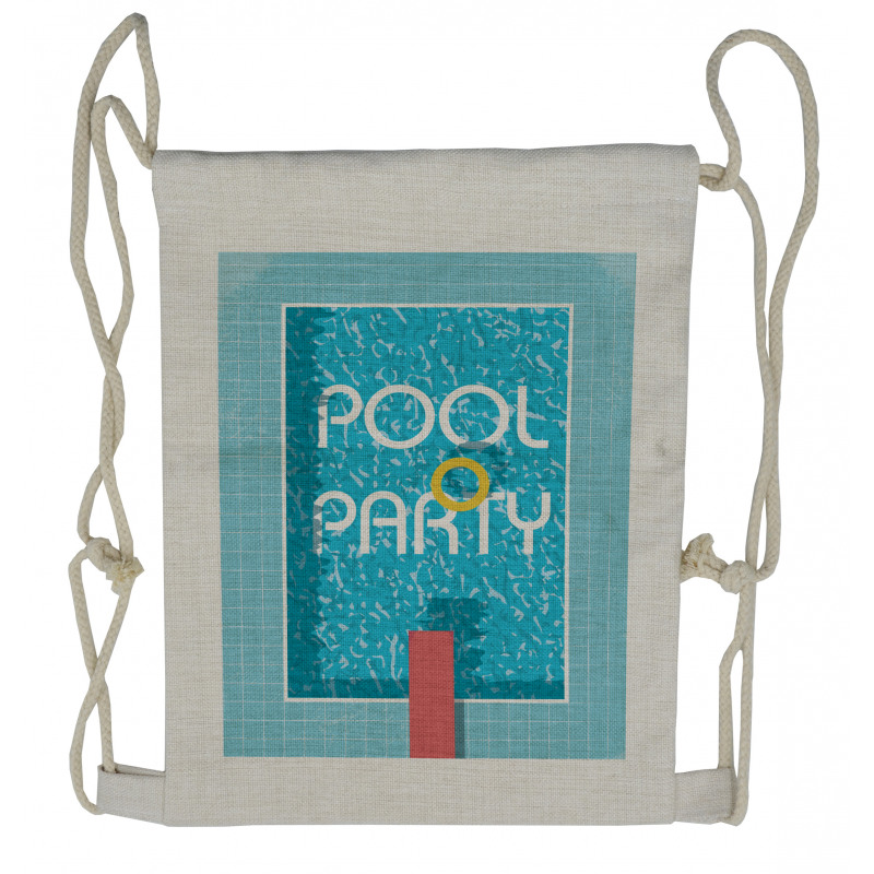 Retro Art Swimming Pool Drawstring Backpack