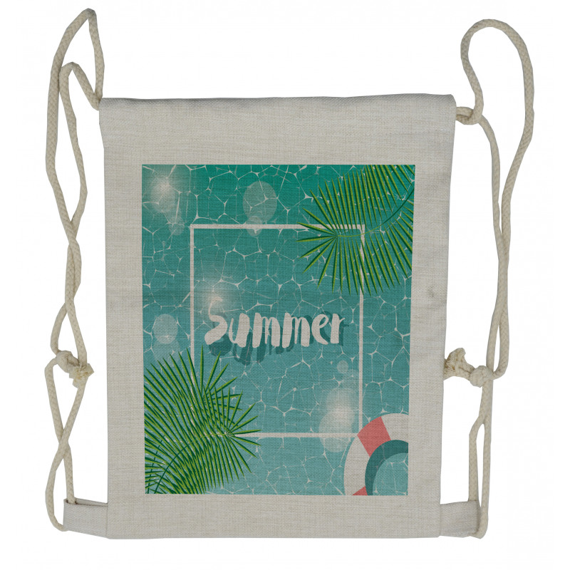 Tropical Summer Square Drawstring Backpack