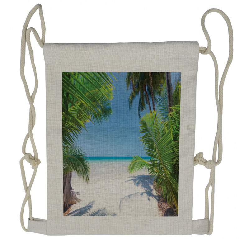 Palm Leaf Tropical Beach Drawstring Backpack