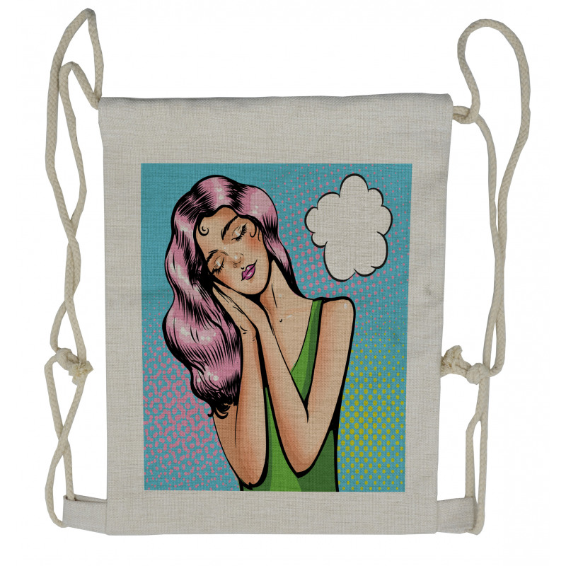 Girl Sleeping Retro Pop Art Drawstring Backpack