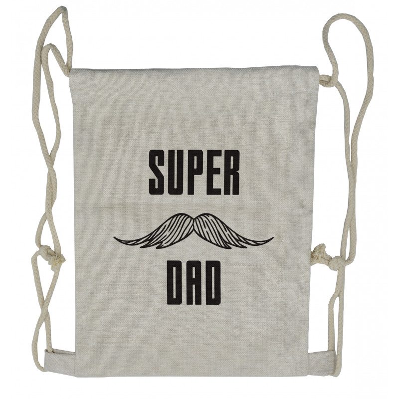 Super Dad with Mustache Drawstring Backpack