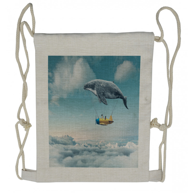 Dreamy View Whale Clouds Drawstring Backpack