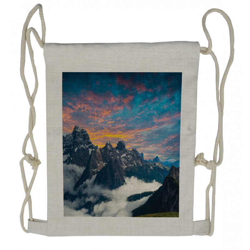 Alpine Clouds Foggy Drawstring Backpack