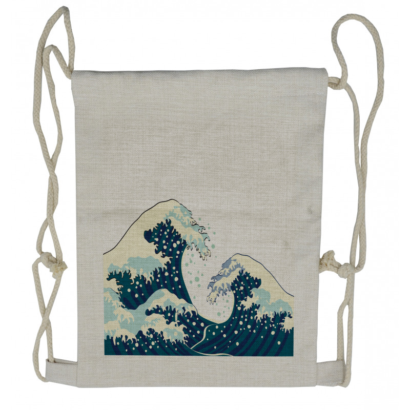 Ocean Surfing Aquatic Drawstring Backpack