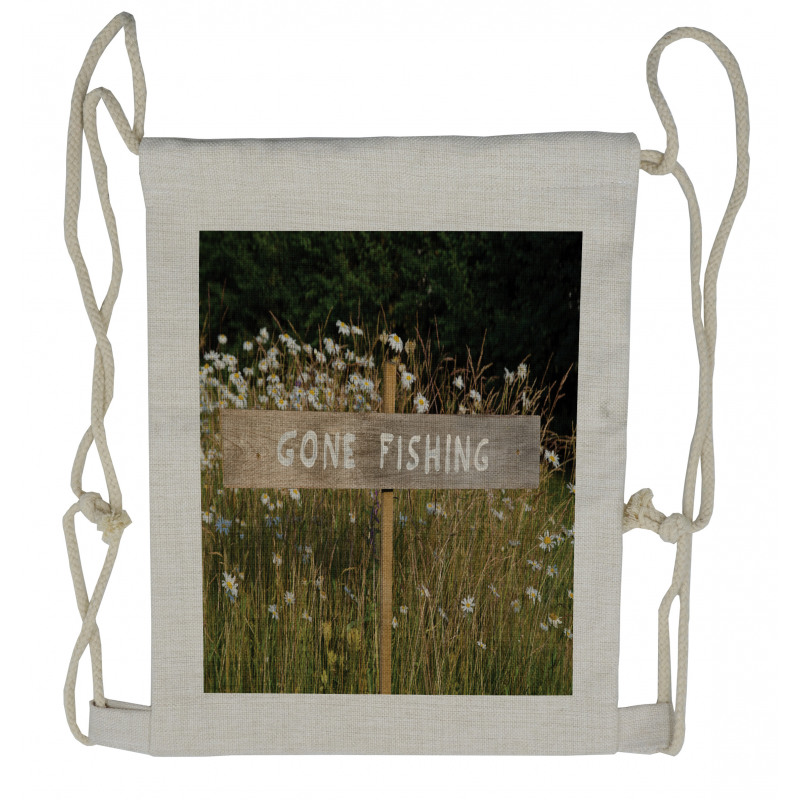 Sign Pole Among Field Drawstring Backpack