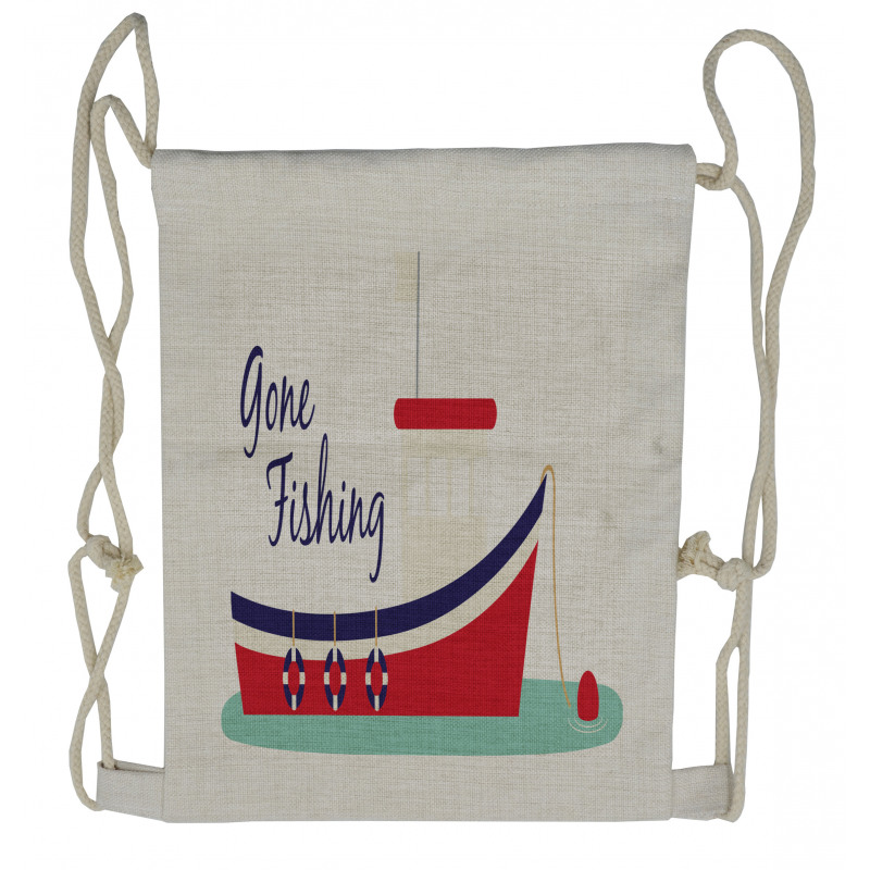 Cartoon Fishing Boat Drawstring Backpack