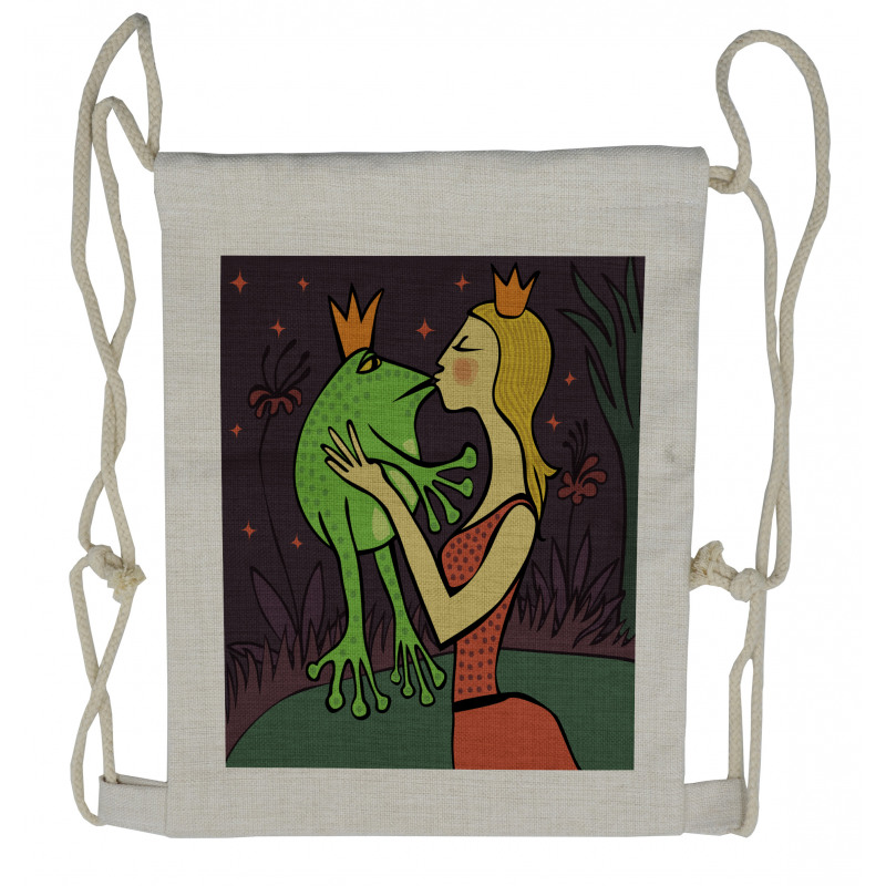 Princess Kissing the Frog Drawstring Backpack