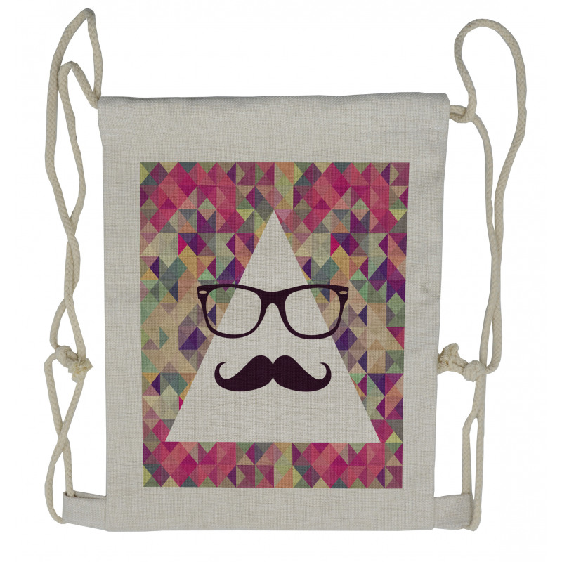 Hipster Mustache Glasses Drawstring Backpack