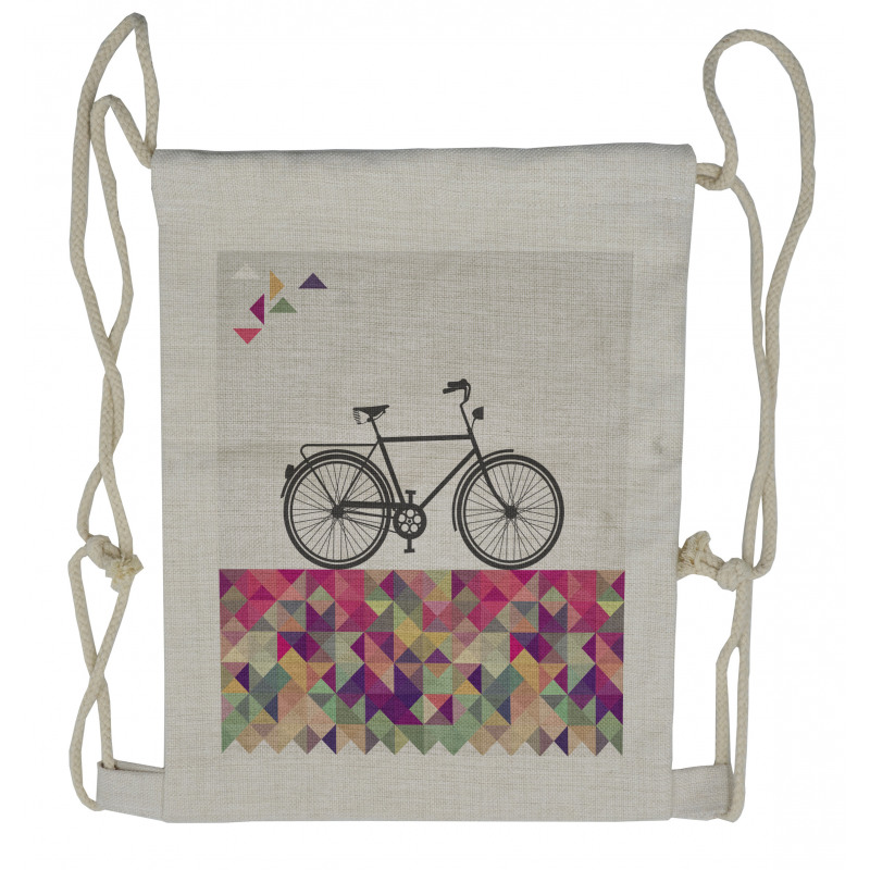 Bike over Color Mosaic Drawstring Backpack