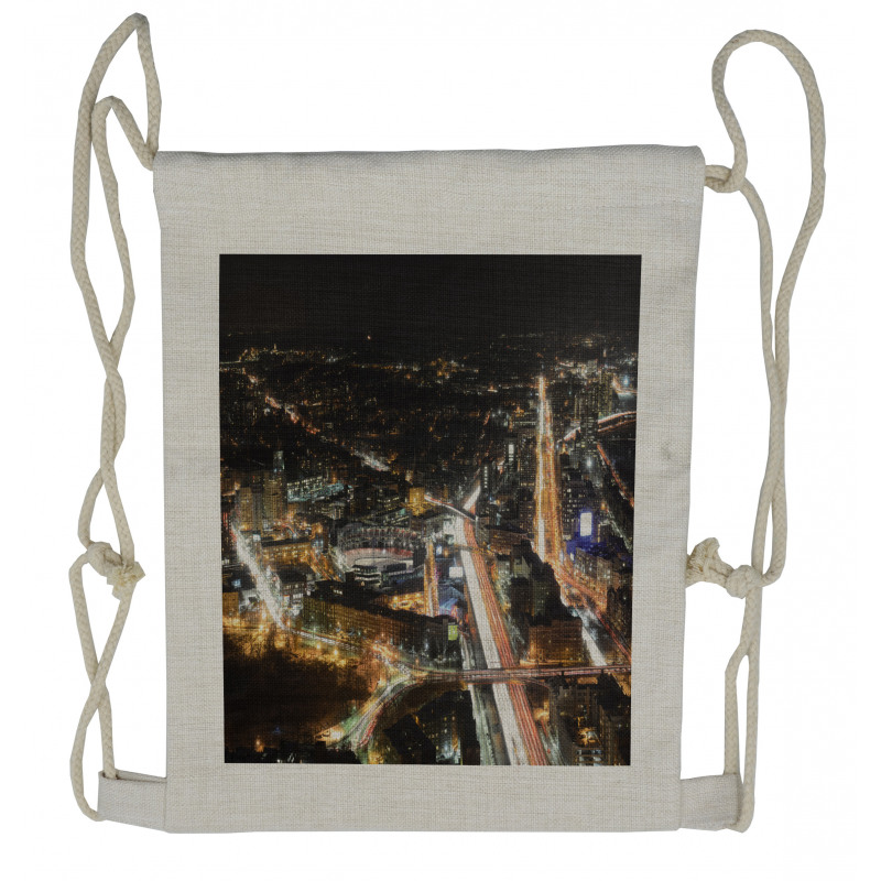 Skyline at Night City Drawstring Backpack