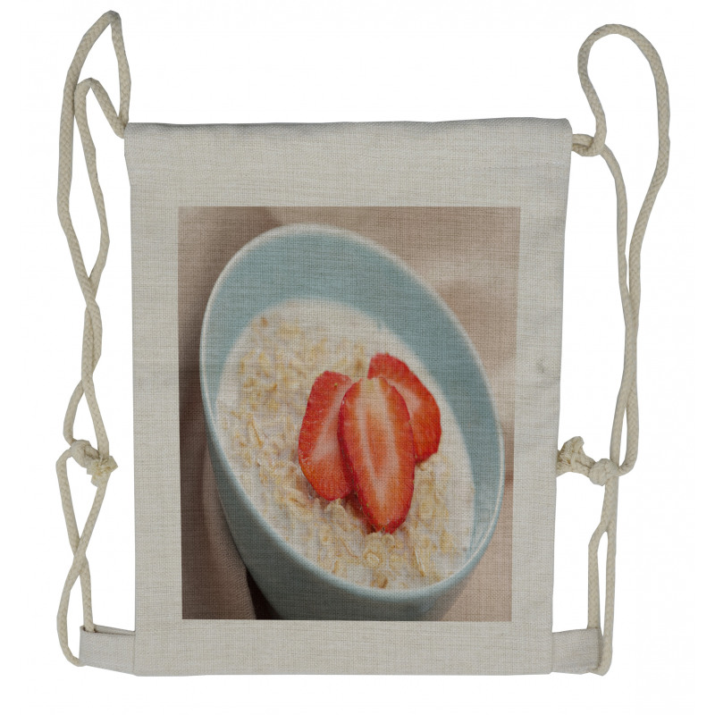 Fresh Strawberries Cereal Drawstring Backpack