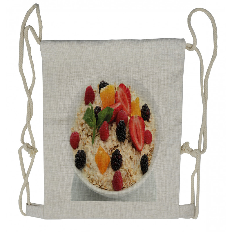 Fresh Fruits and Porridge Drawstring Backpack