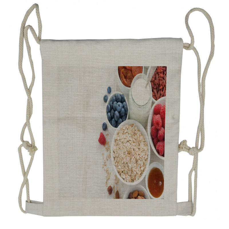 Porridge Milk and Fruits Drawstring Backpack