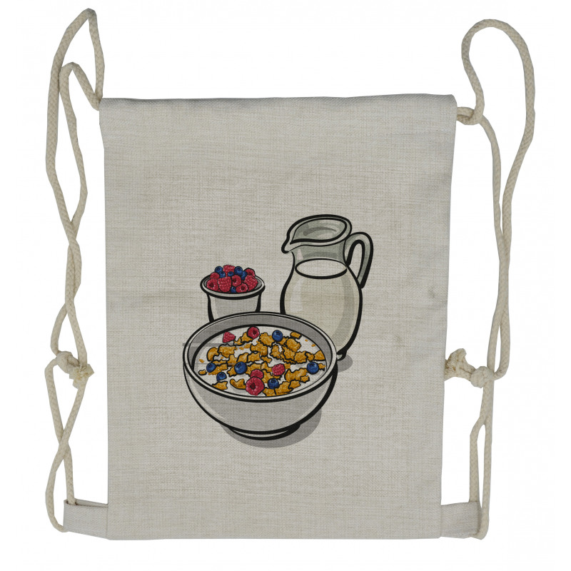 Healthy Breakfast Cartoon Drawstring Backpack