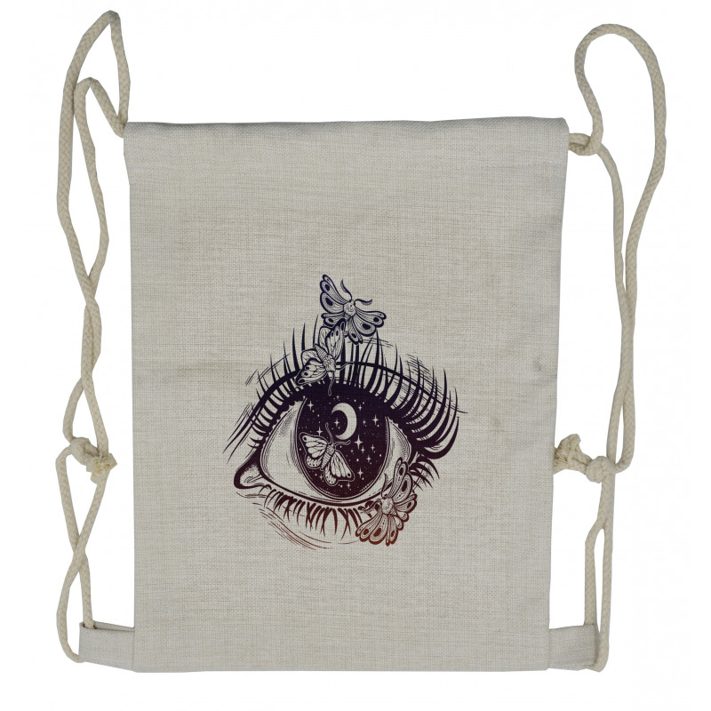 Woman Eye with a Butterfly Drawstring Backpack