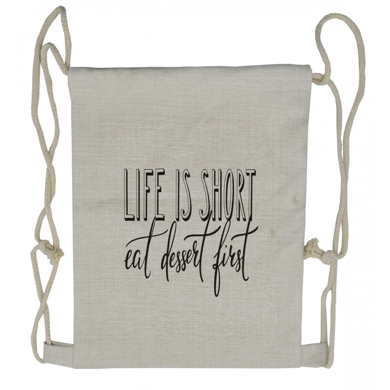 Simplistic Eat Dessert First Drawstring Backpack